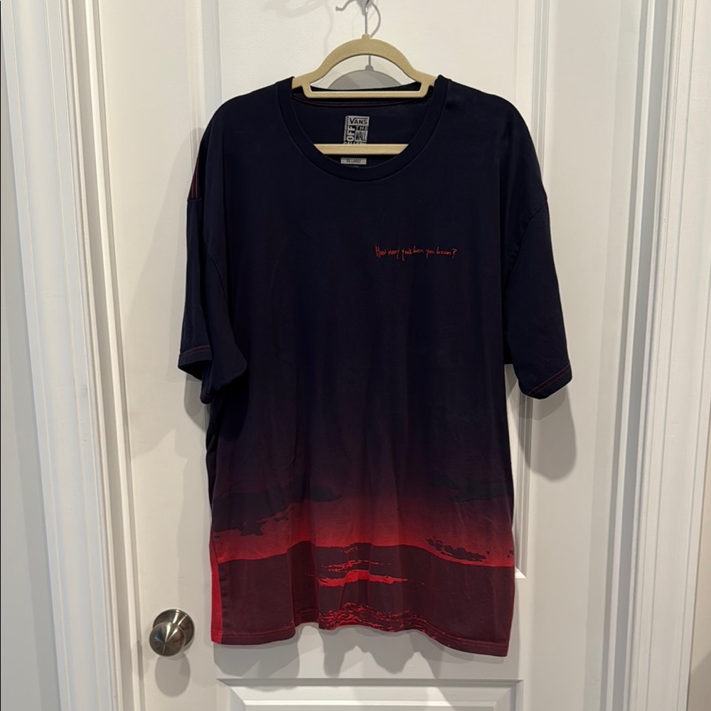 Vans Men's Navy and Red Ombre T-Shirt